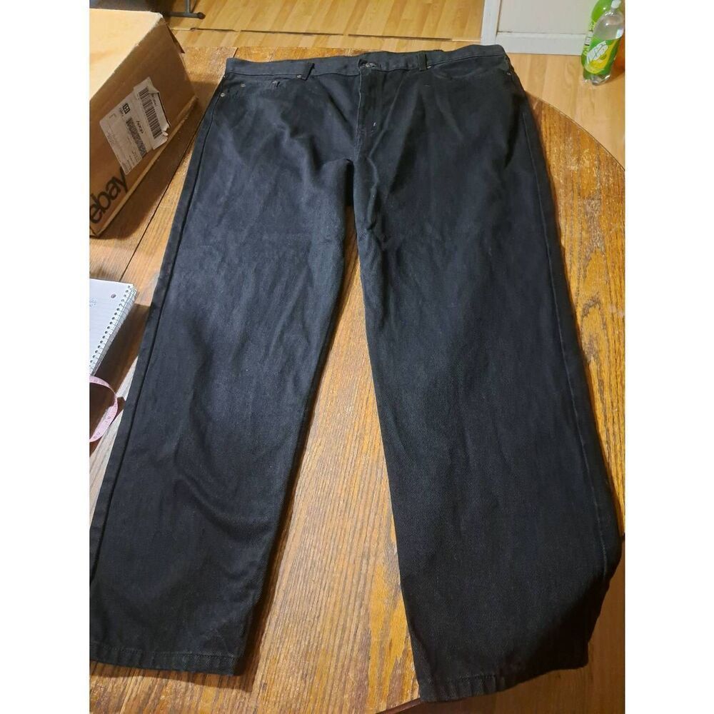 44x30 Faded Glory Black Cotton Denim Jeans with Pockets and Belt Loops
